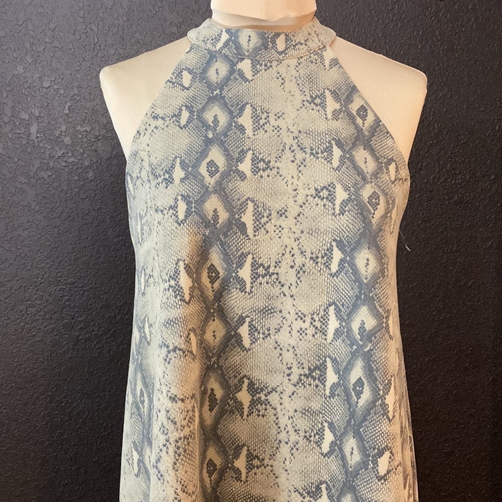 She + Sky Women's reptile print‎ snakeskin halter neck sleeveless mini dress